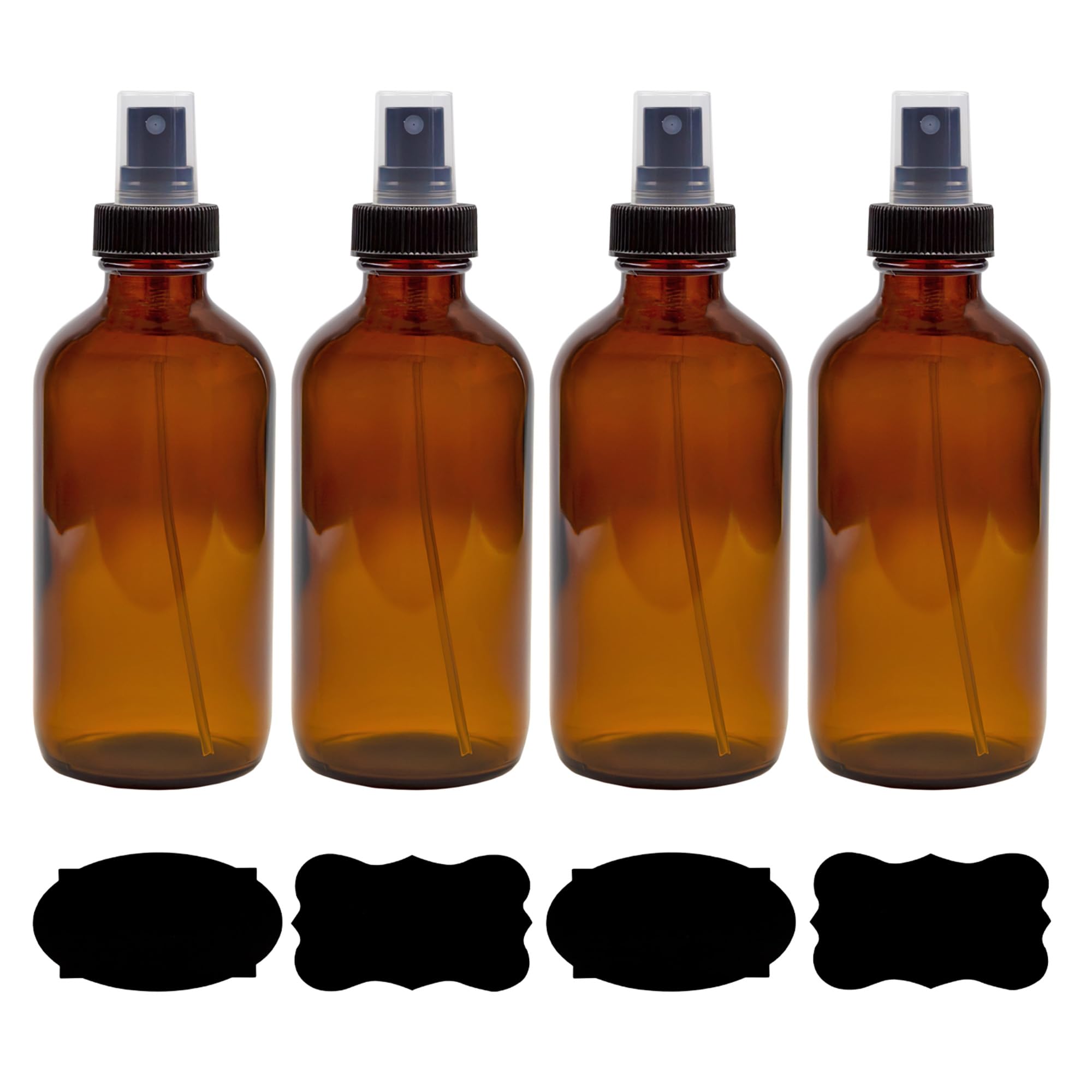 Cornucopia Brands 8oz amber Boston round bottle with atomizer for essential oil blends.
