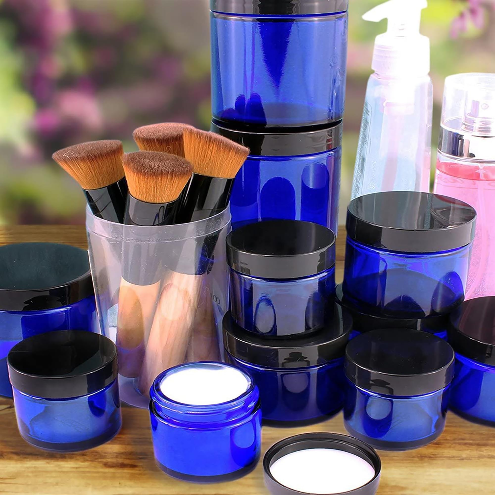 Cornucopia Brands cobalt 2oz glass jar for lotions and travel samples
