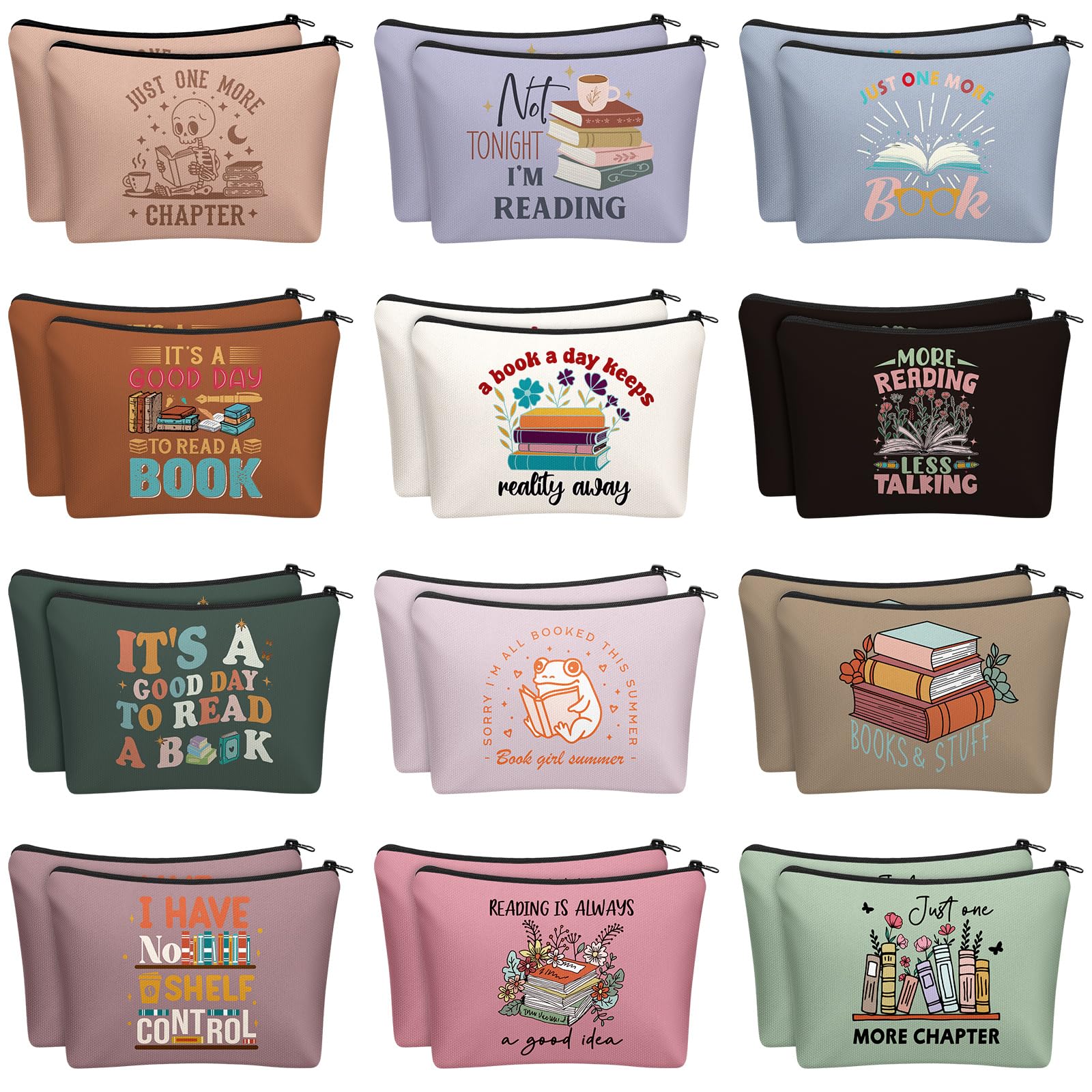 Cosblank book club gift bag featuring literary designs for organized cosmetics.