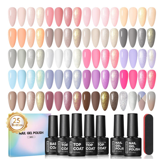 COSCELIA 25-bottle gel nail polish set with vibrant color options for at-home manicures