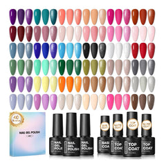 COSCELIA 40pc gel nail polishes color palette arranged for easy selection