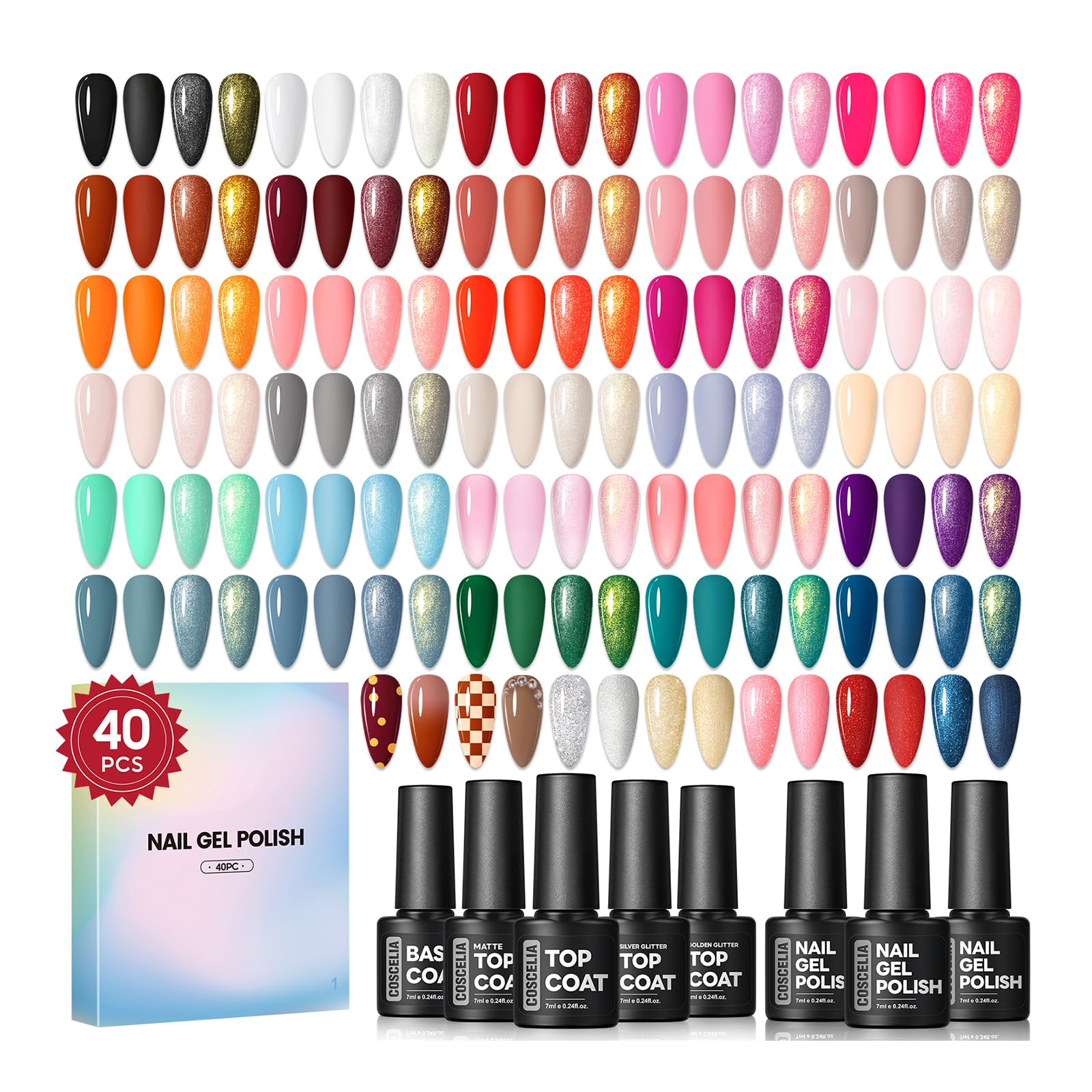 Coscelia 40pc gel nail polish set colors for versatile at-home manicures.