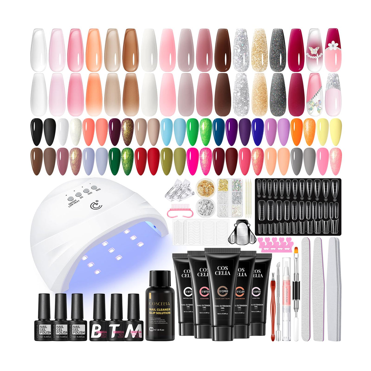 COSCELIA 67pc gel nail kit with UV light for at-home salon-quality manicure