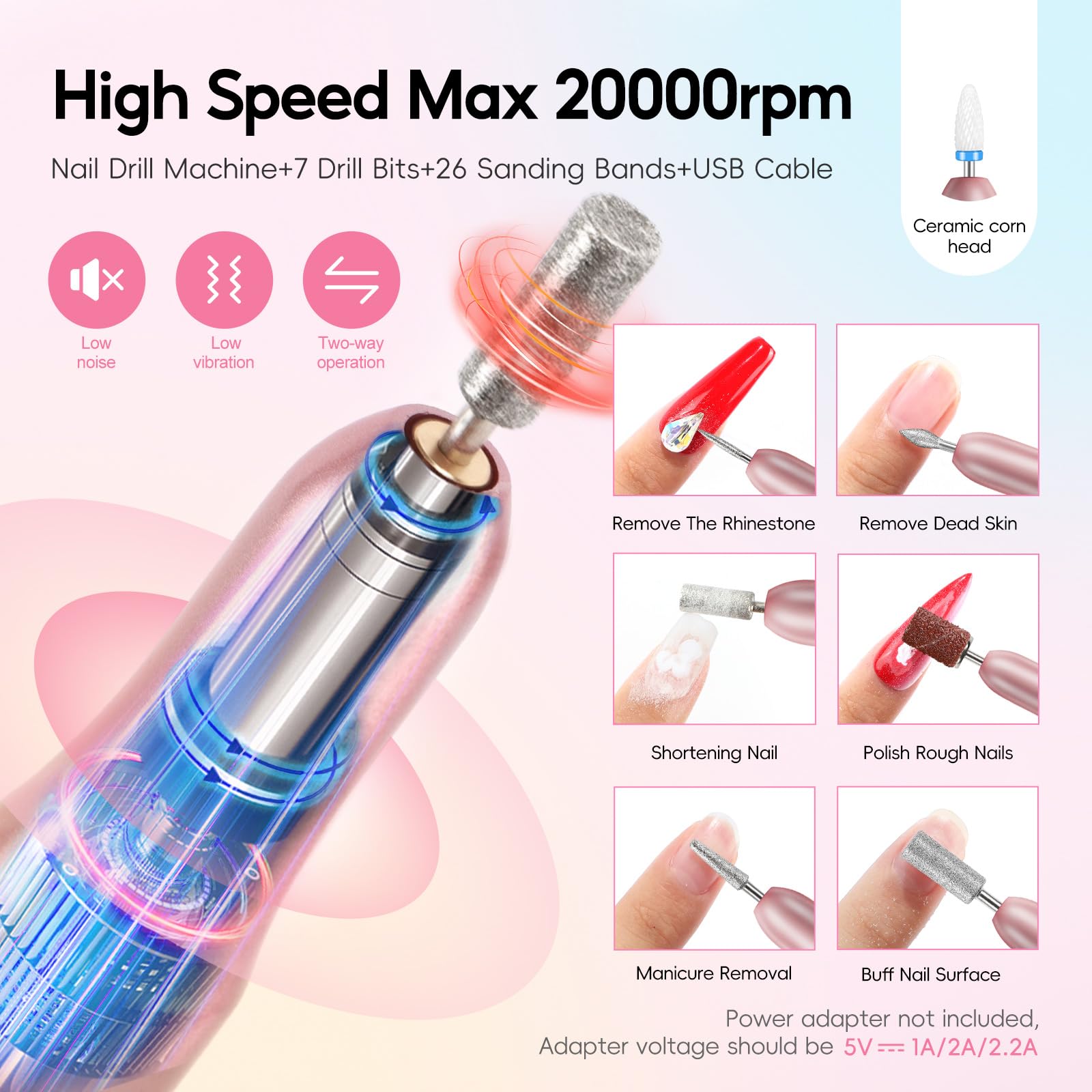 COSCELIA beginner kit drill aids shaping and smoothing nails at home