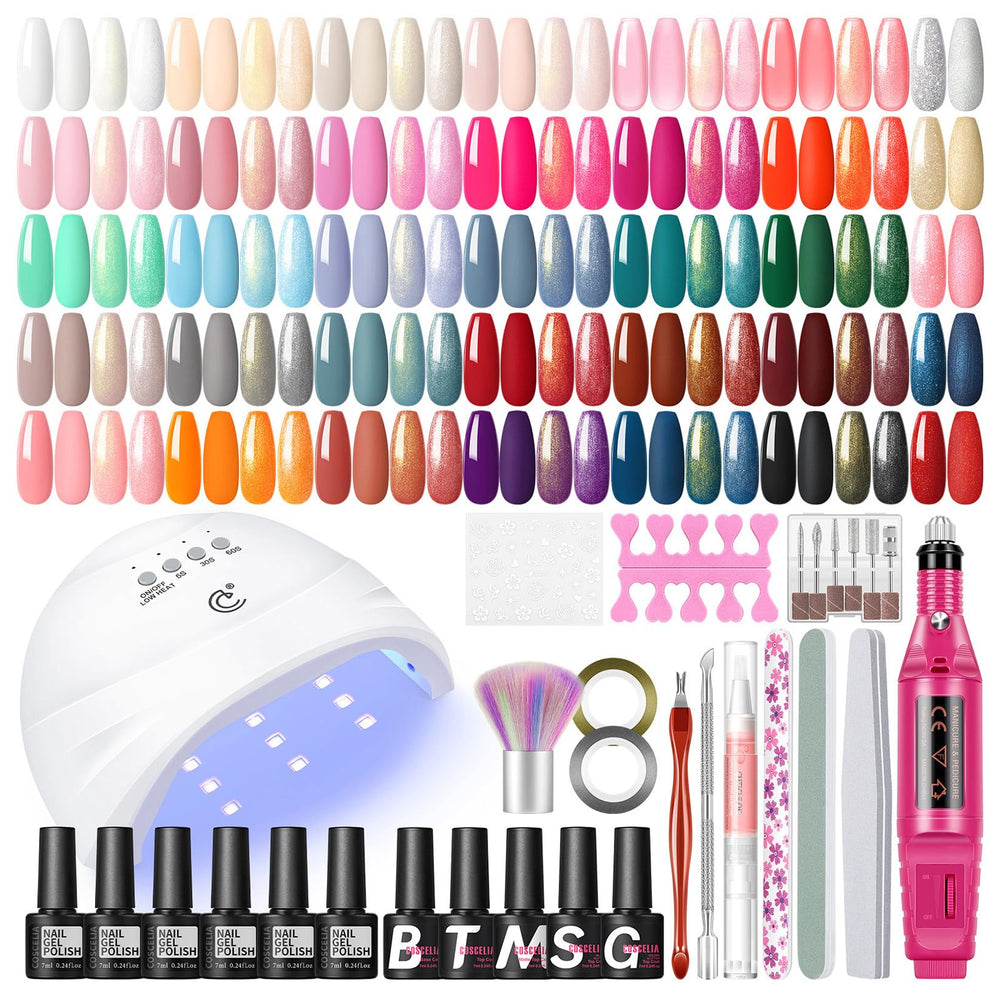 COSCELIA gel nail polish kit with UV light for at-home manicure