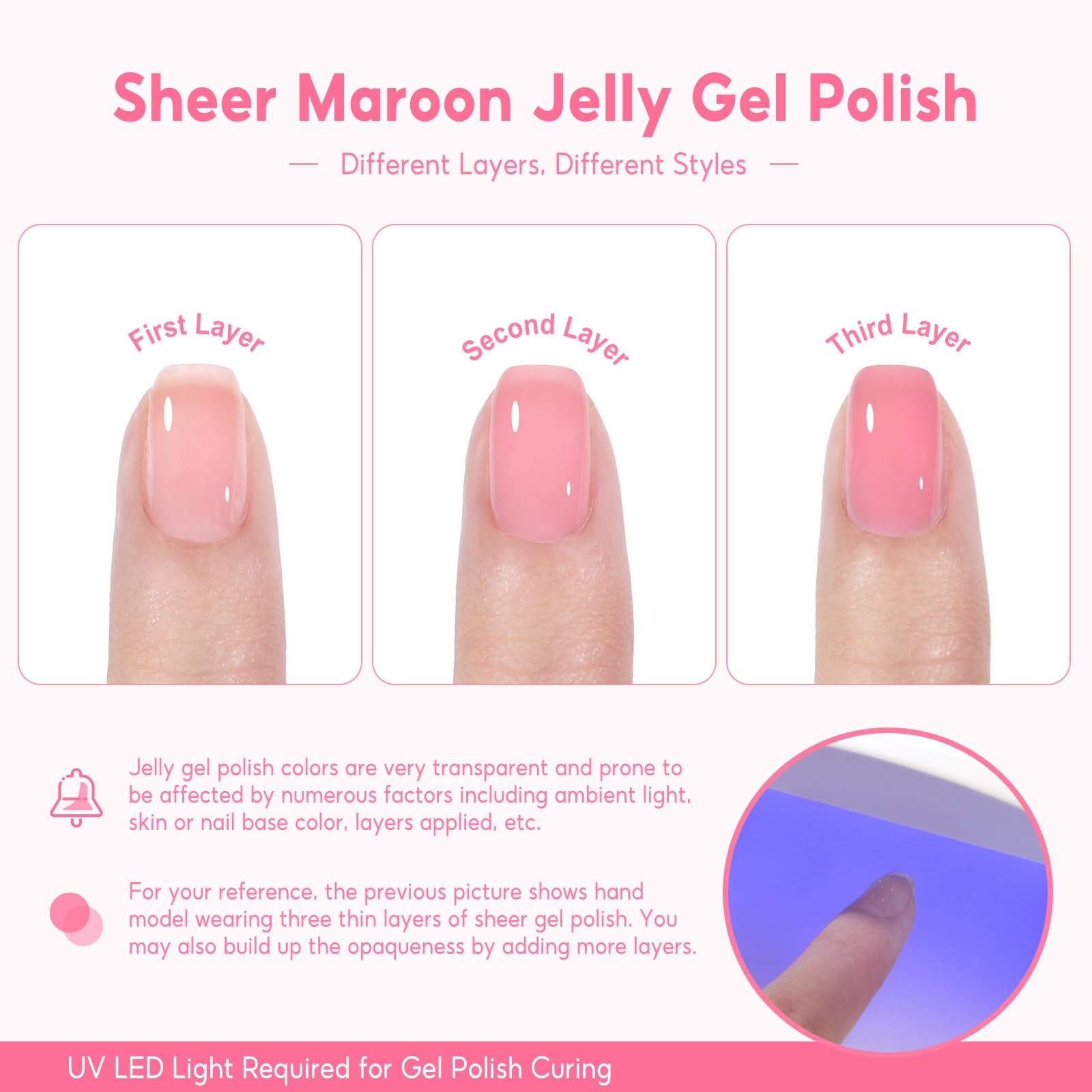 COSCELIA Jelly Gel Polish color swatch 6 supports at-home nail art