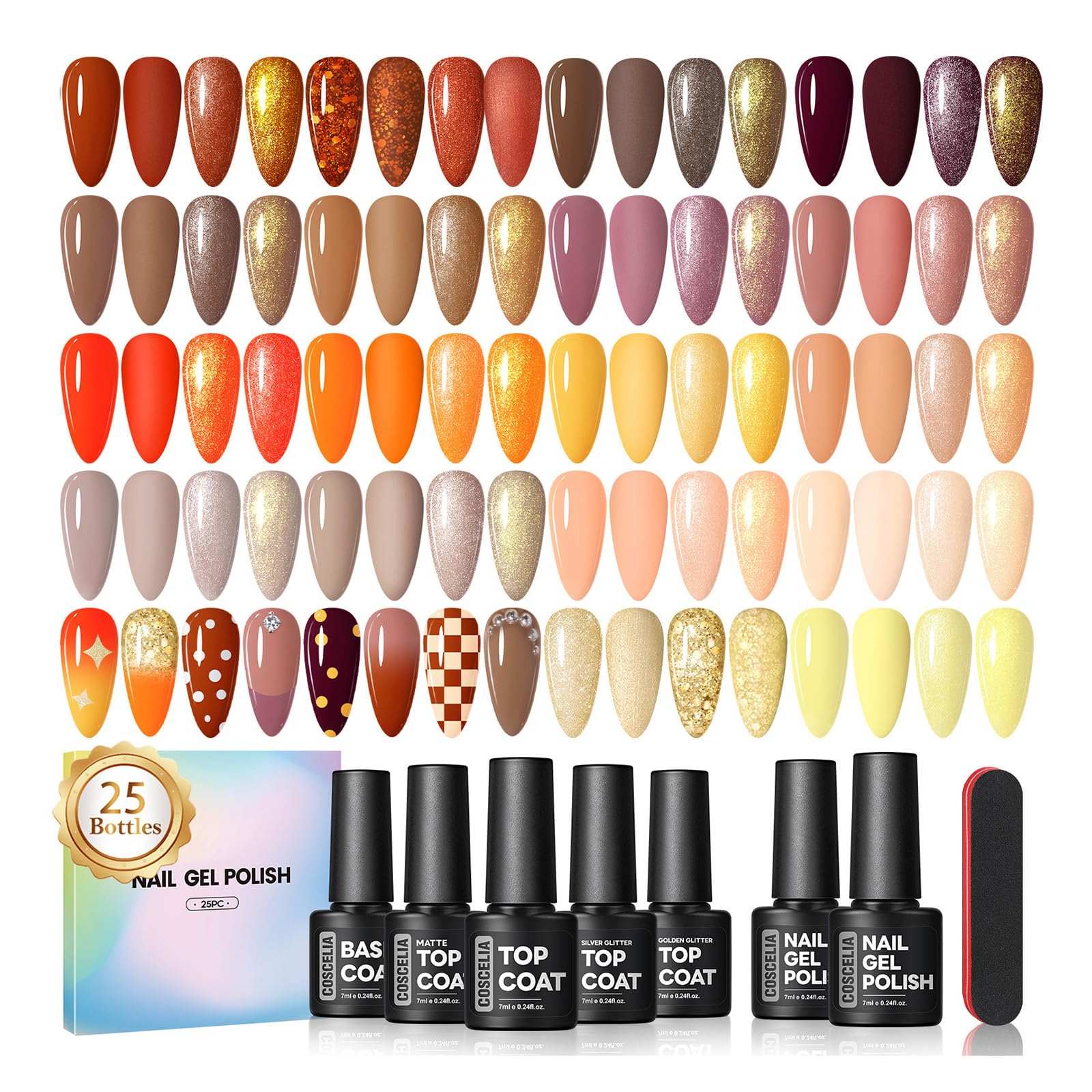 COSCELIA nude brown gel nail polish set in a versatile palette for elegant looks