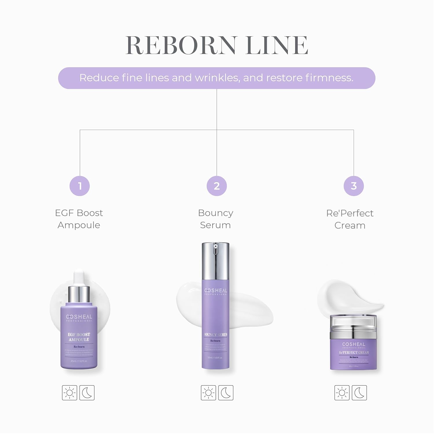 COSHEAL EGF Boost Ampoule applied on cheek; promotes a plumper, radiant look.