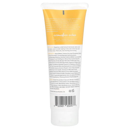 Cosmedica Vitamin C facial cleanser foam close-up for gentle cleansing.