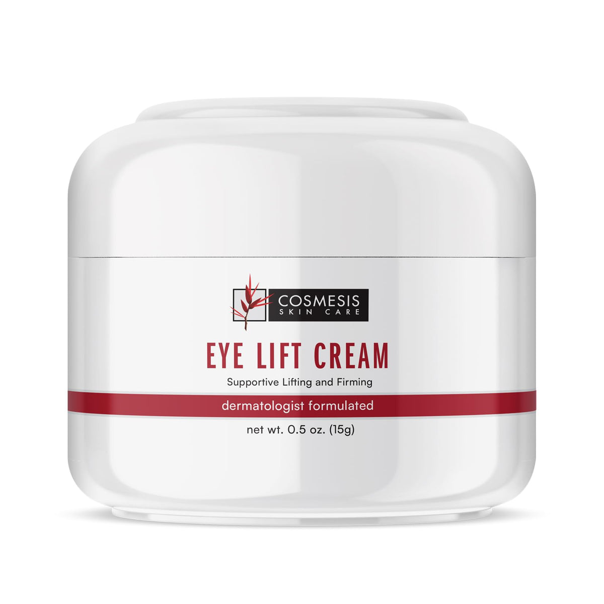 Cosmesis Eye Lift Cream bottle and pump with hydrating formula for delicate eye skin