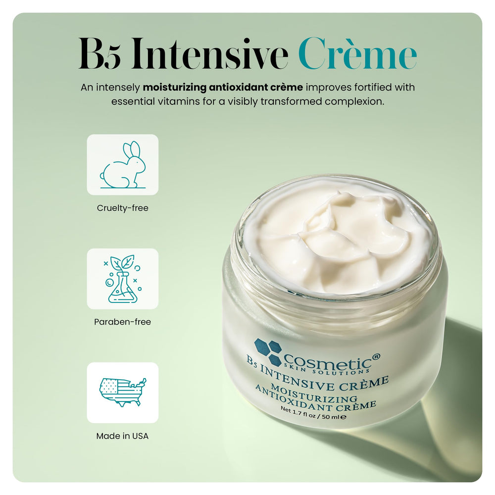 Cosmetic Skin Solutions B5 Intensive Crème cream swirl showcasing rich texture for moisturized skin