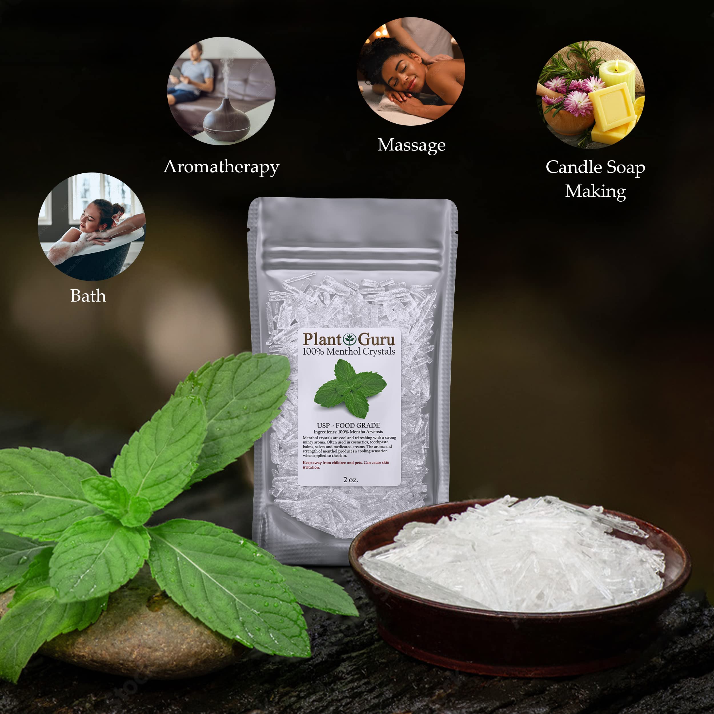 Cosmetics, balms, and salves crafted with menthol crystals.