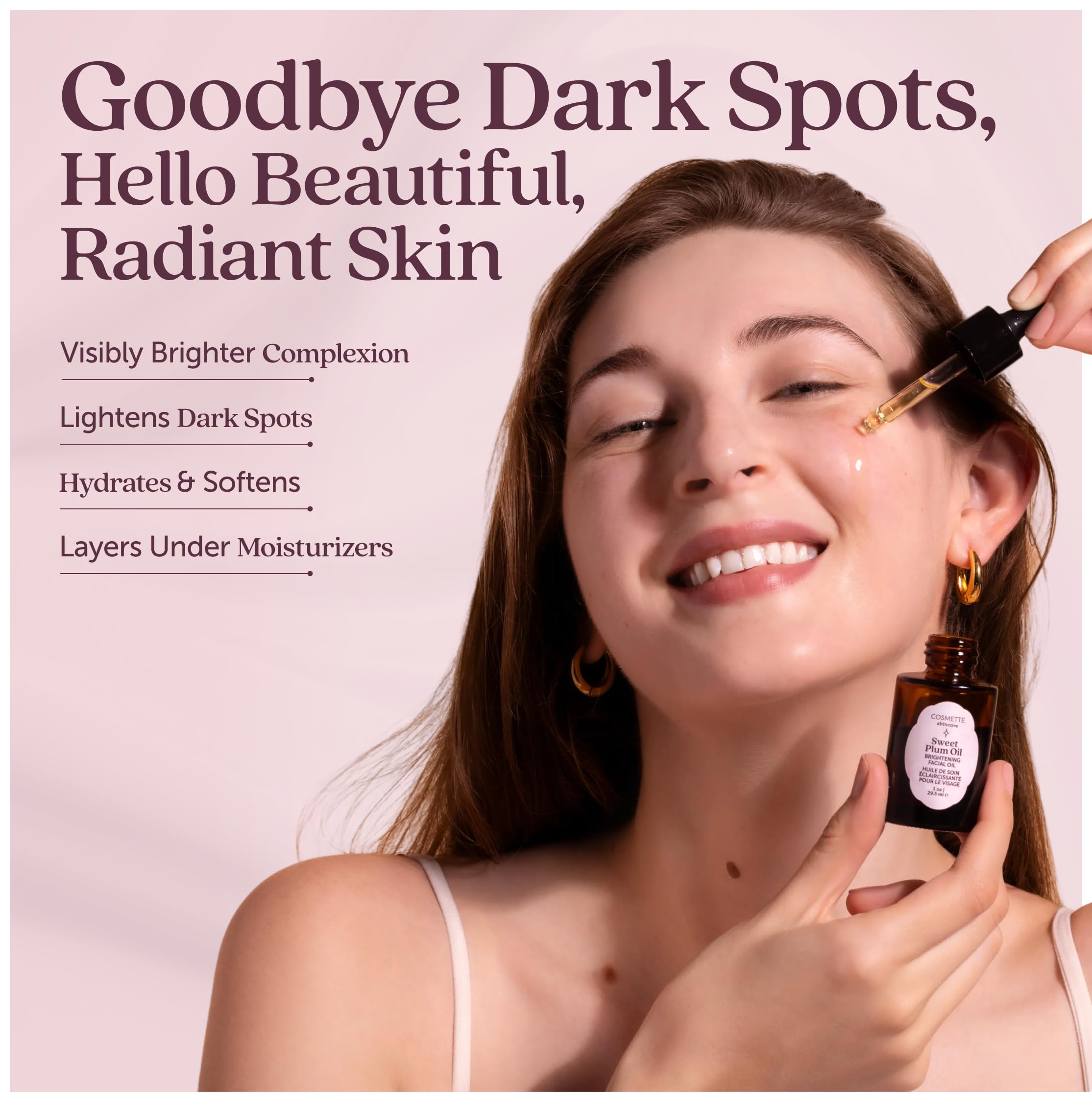 Cosmette Skincare Sweet Plum Serum ingredients include grapeseed, almond, and squalane.