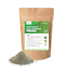 Cosmic Element calcium bentonite clay powder in a jar ready for masks.
