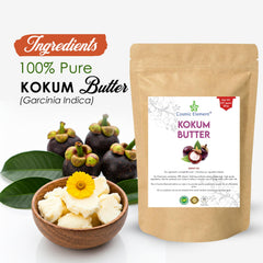 Cosmic Element Kokum Butter jar closeup shows white, odorless texture ideal for skin care.