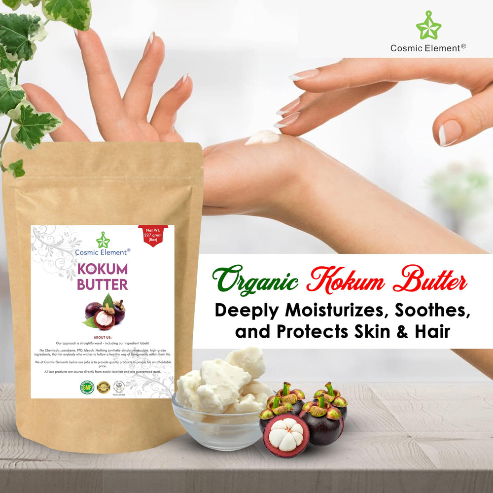 Cosmic Element Kokum Butter packaging in USA pouch keeps product fresh.