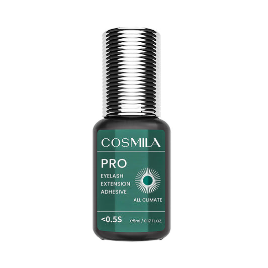 COSMILA Pro Eyelash Glue bottle shown, delivering consistent performance for professional lash artists