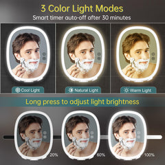 COSMIRROR shower mirror rotated 360 degrees for versatile angles.