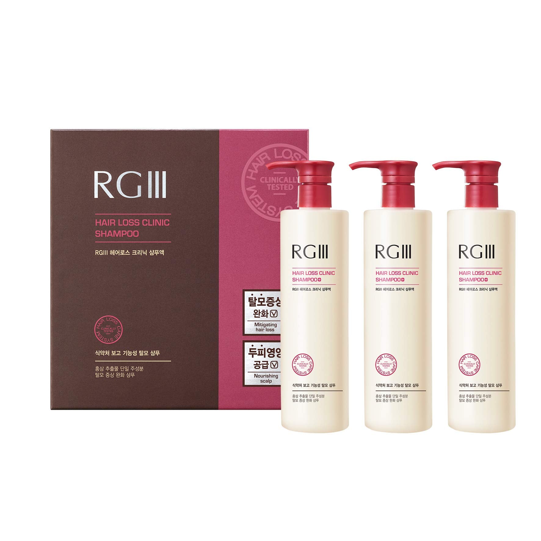 COSMOCOS RGIII Shampoo bottle with label highlighting red ginseng benefits for hair