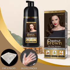 Close-up of smooth, frizz-free strands after using COSMTEK Chestnut Brown shampoo.