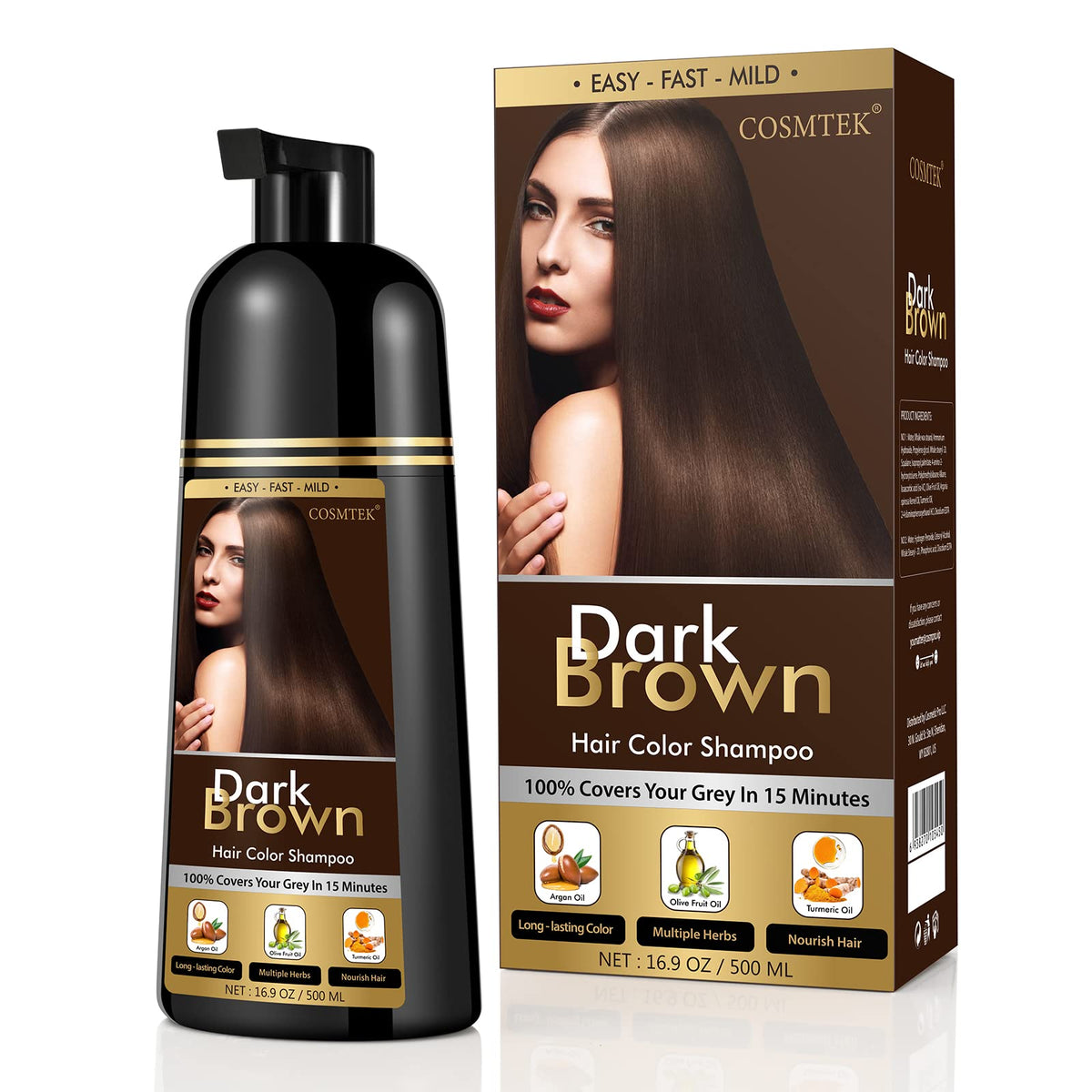 COSMTEK Dark Brown Shampoo application on wet hair for even color deposit
