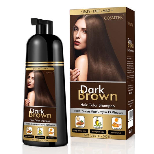 COSMTEK Dark Brown Shampoo application on wet hair for even color deposit