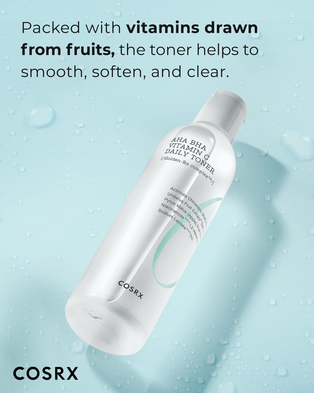 COSRX ABC Daily Toner packaging on sink, ideal for gentle exfoliation and balance