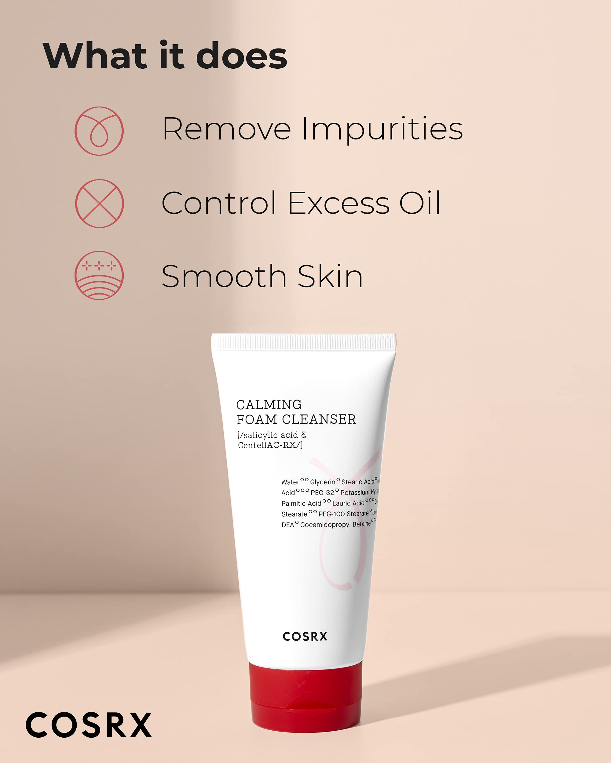 COSRX AC Collection Calming Foam Cleanser foam lather showing airy bubbles for gentle cleansing.
