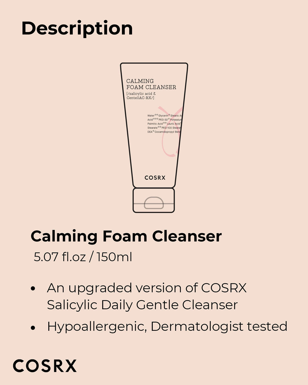 COSRX AC Collection Calming Foam Cleanser on a minimal skincare setup.