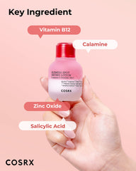Lotion bottle held in hand shows compact size for on-the-go skincare with COSRX