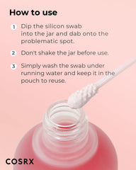 Product shown in nighttime skincare routine as a spot treatment by COSRX