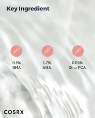 COSRX Acne Calming Liquid application swatch on skin for targeted treatment.