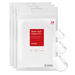 COSRX Acne Pimple Patch Original with three sizes covers blemishes discreetly.