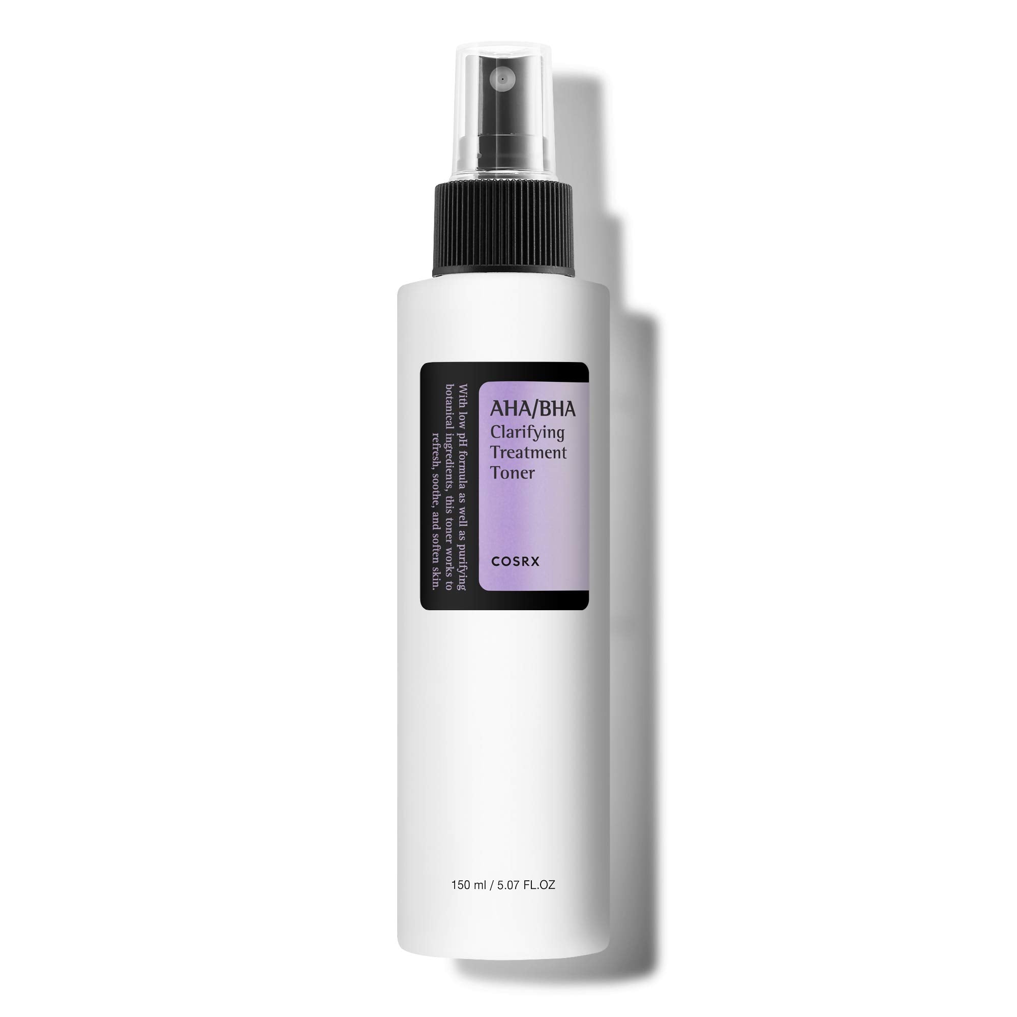 COSRX AHA/BHA Treatment Toner bottle for gentle exfoliation and pore refinement.