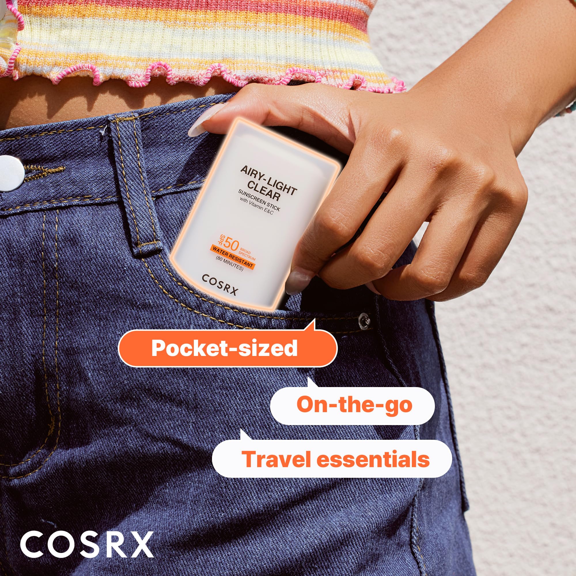 Hyaluronic acid in COSRX Airy-Light Clear Sunscreen Stick hydrates skin