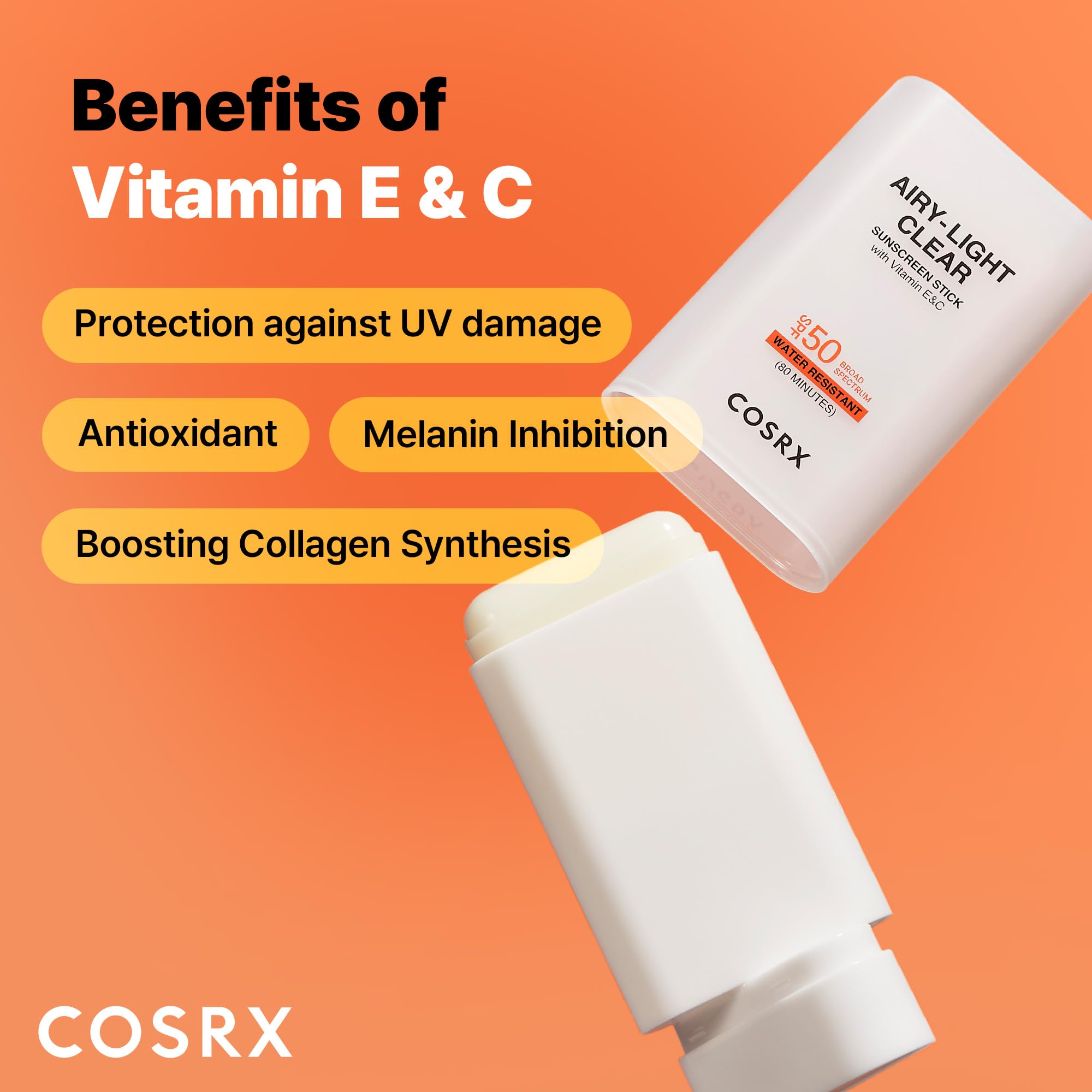 COSRX Airy-Light Clear Sunscreen Stick matte finish on skin without glow