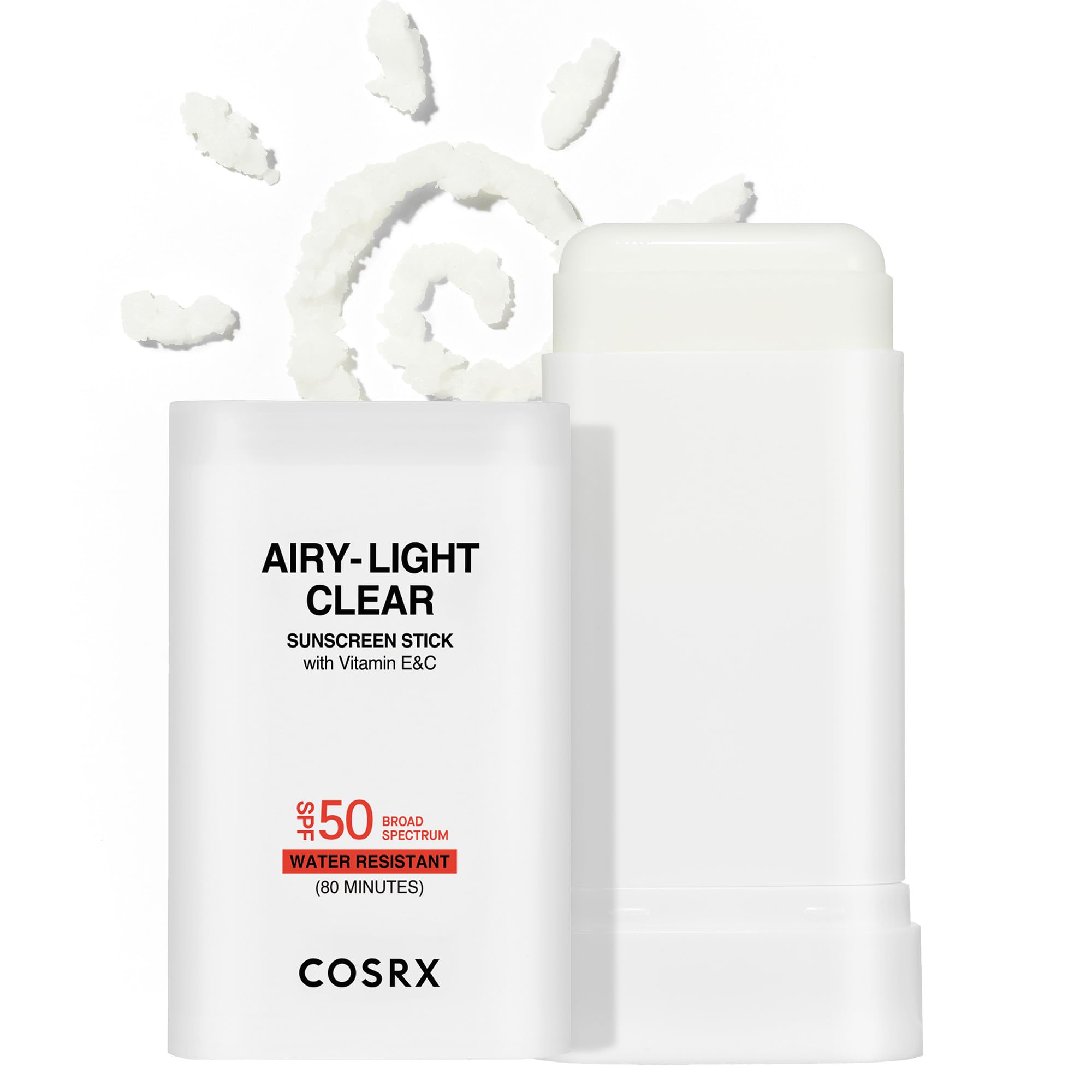 COSRX Airy-Light Clear Sunscreen Stick outer view with portable SPF 50