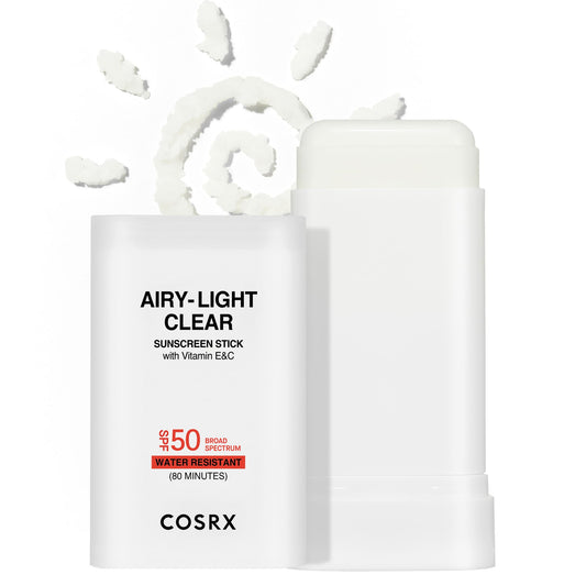 COSRX Airy-Light Clear Sunscreen Stick outer view with portable SPF 50