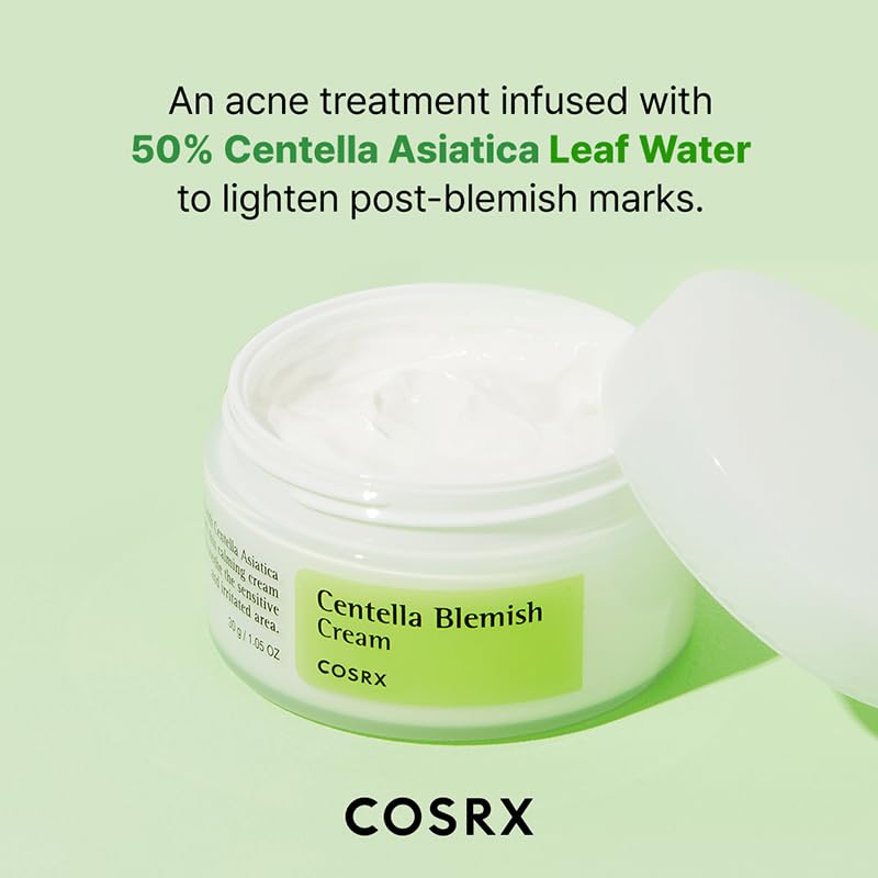 COSRX Centella Blemish Cream on clean skin showing subtle, healthy glow