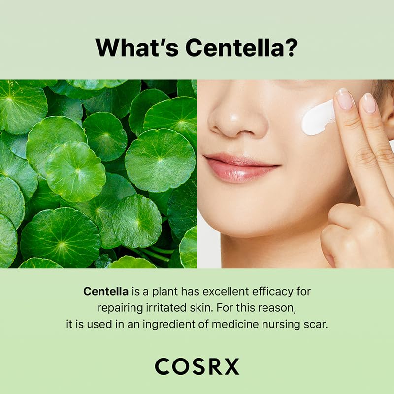 COSRX Centella Blemish Cream texture swatch on skin suggesting calm, balanced complexion