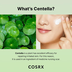 COSRX Centella Blemish Cream texture swatch on skin suggesting calm, balanced complexion