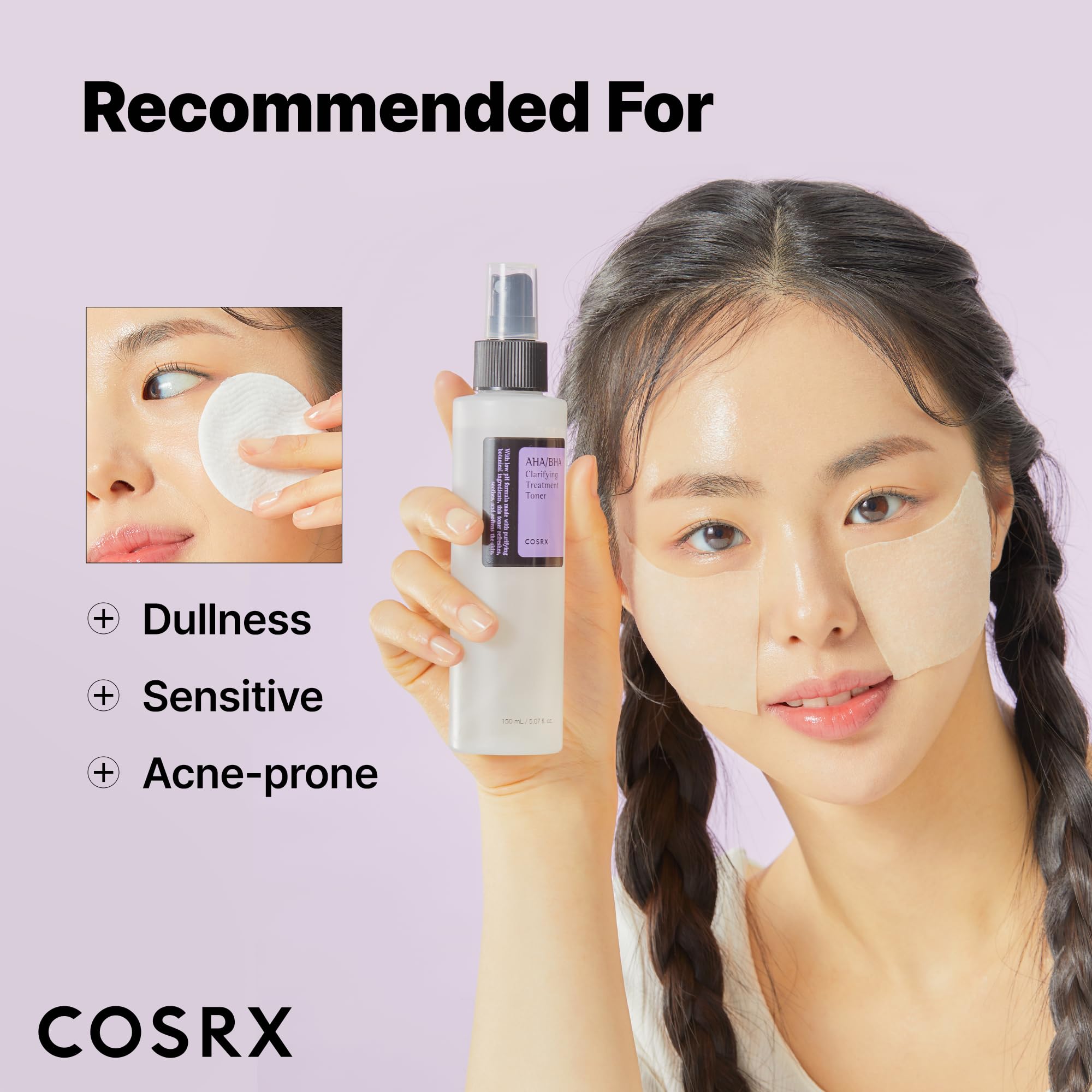 COSRX cotton pad saturated with toner for hydration mask.