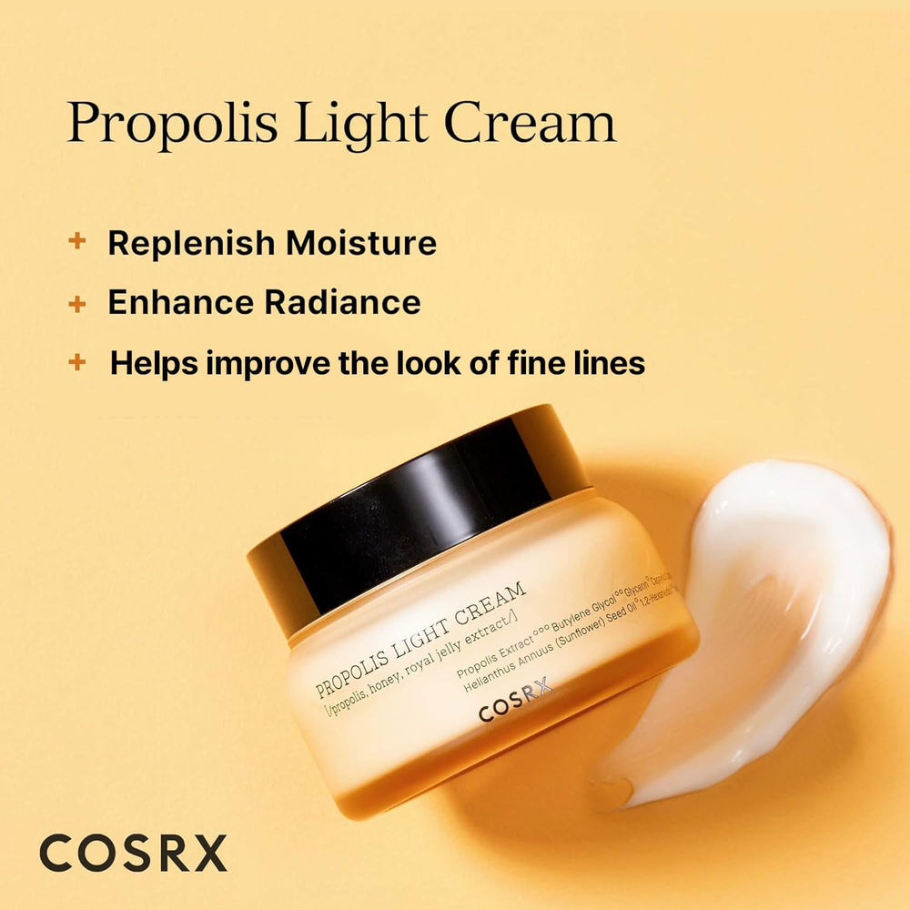 COSRX Full Fit Propolis Light Cream ingredients visual with propolis and honey