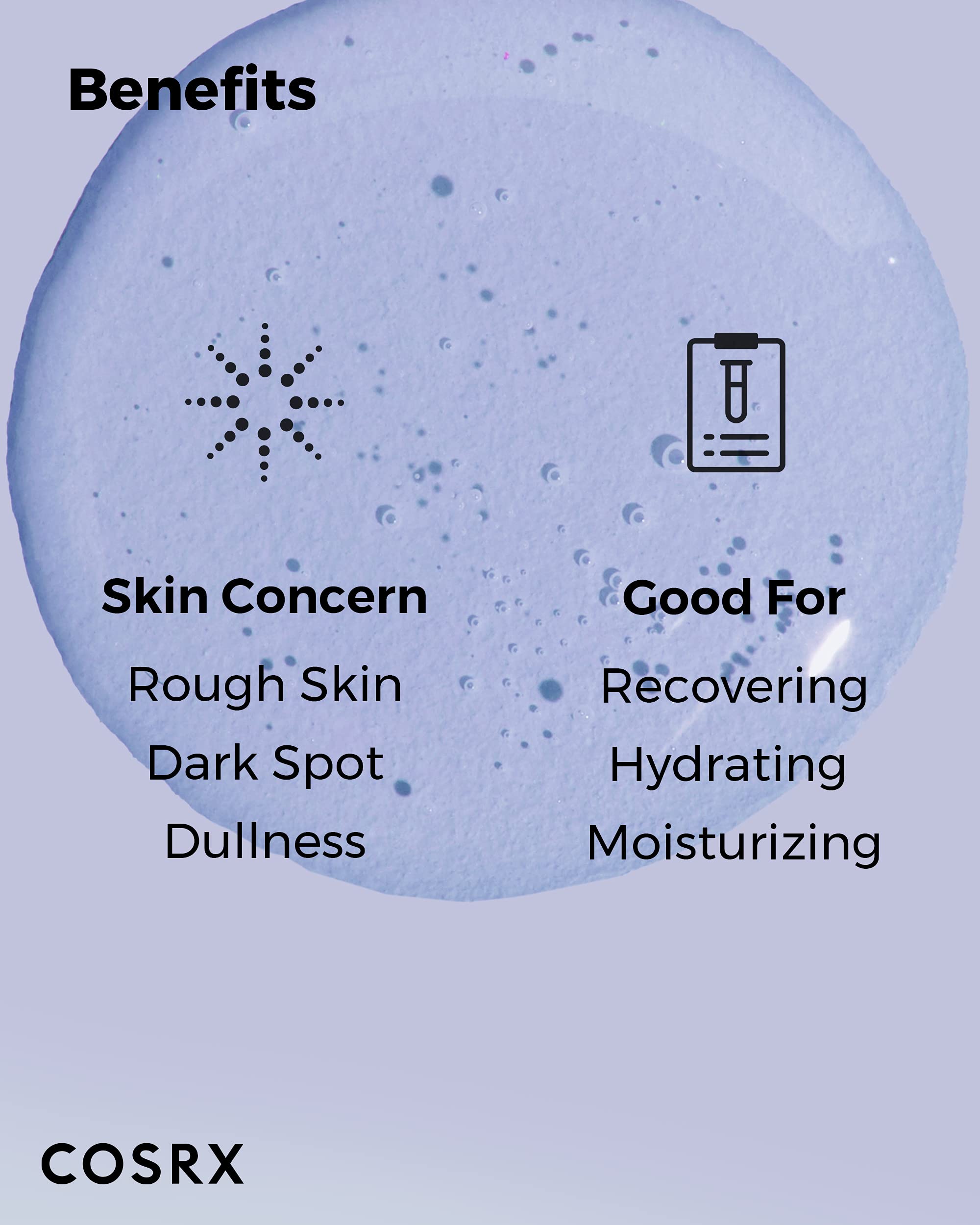 Cosrx Galactomyces label highlights 95.4% filtrate for antioxidant-like benefits.