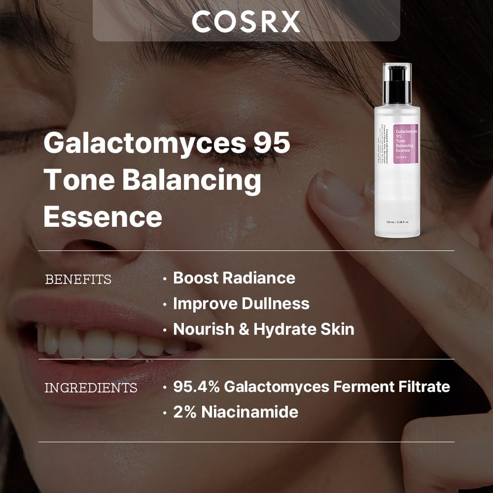 Toner dropper highlighting Niacinamide for gentle brightening and balance.