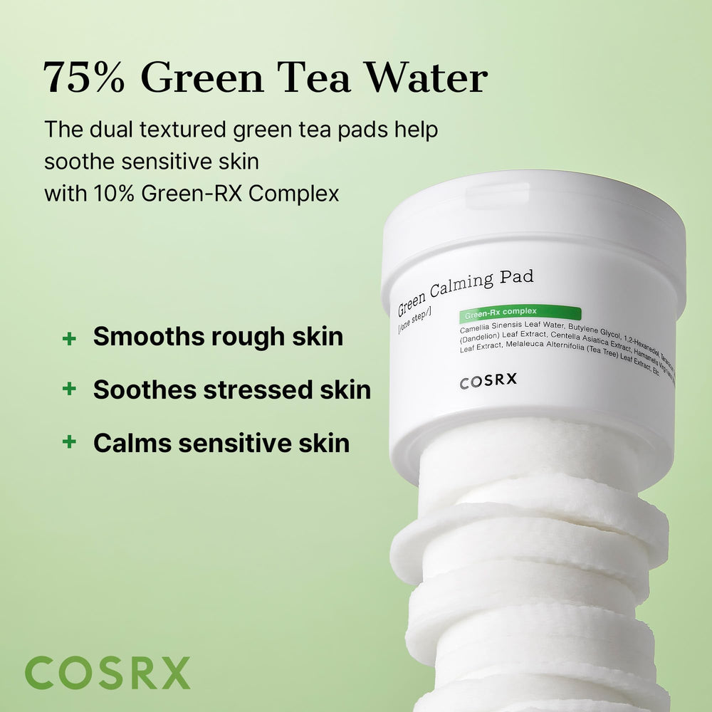 COSRX Green Calming Pads soft fabric in action delivering a refreshing cleanse.