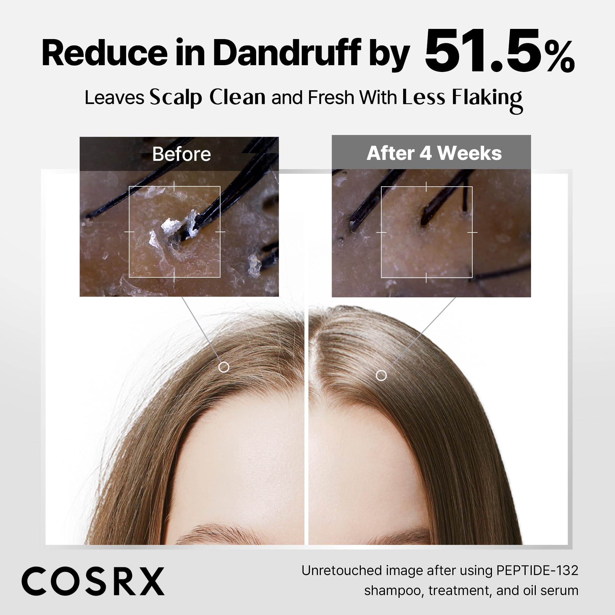 COSRX PEPTIDE-132 Routine image shows cleansing, bonding treatment, and conditioning steps.