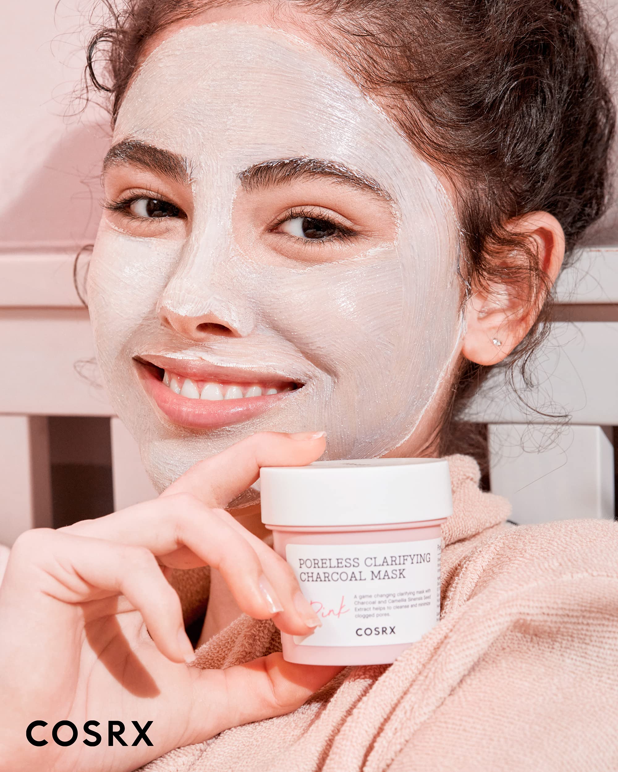 COSRX Pink Pore mask application shows even color change during use