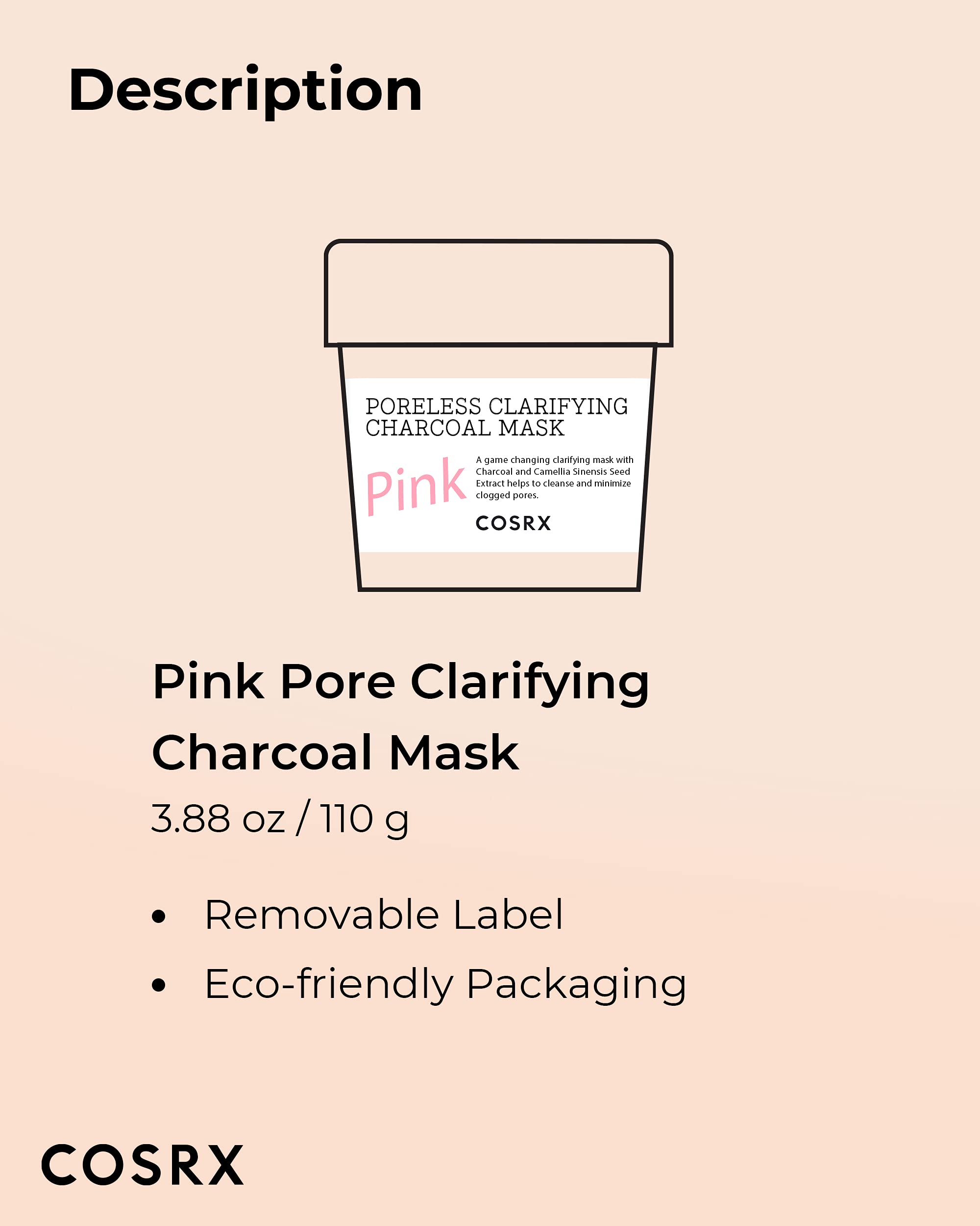 COSRX Pink Pore mask key ingredients include charcoal and green tea