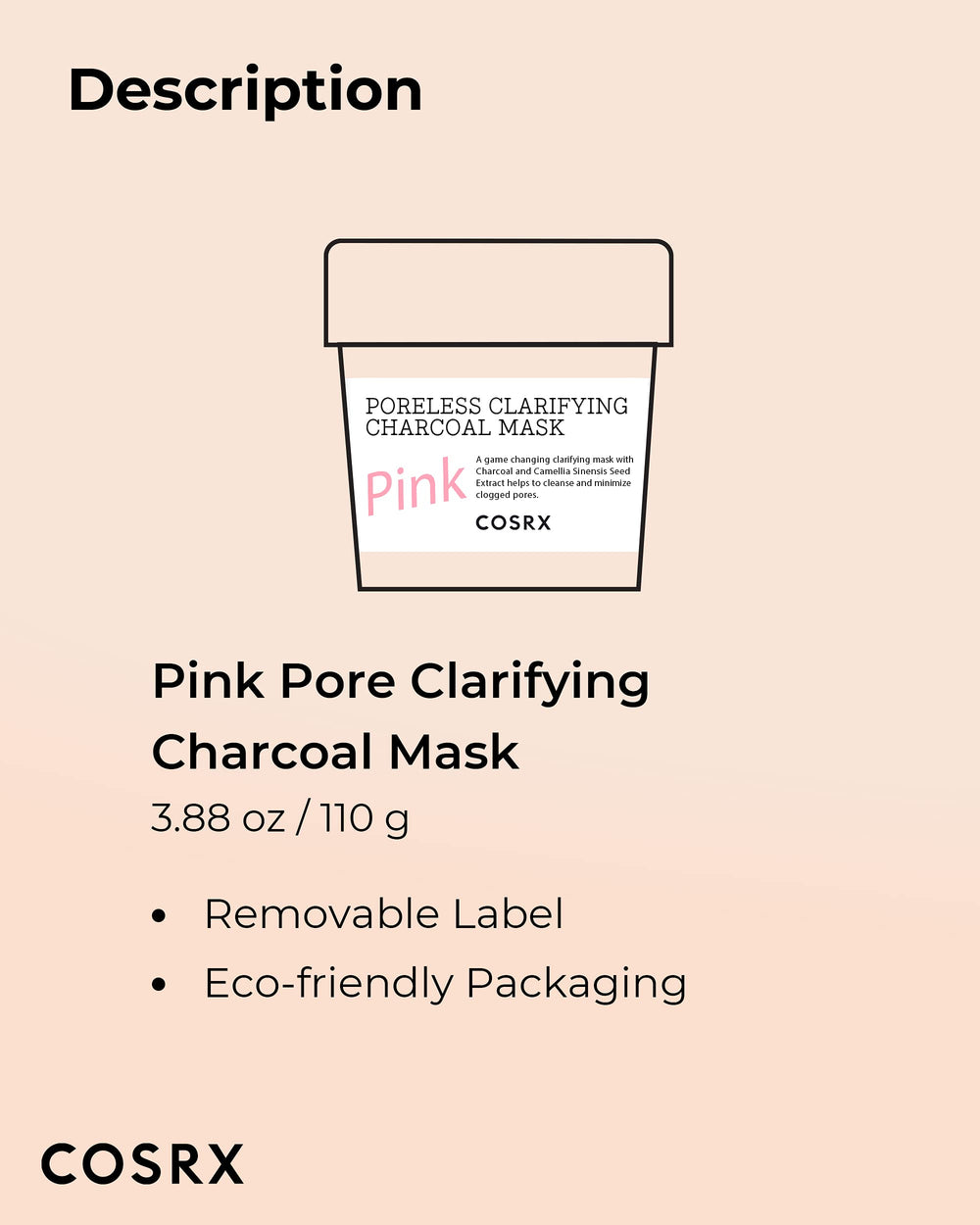COSRX Pink Pore mask key ingredients include charcoal and green tea